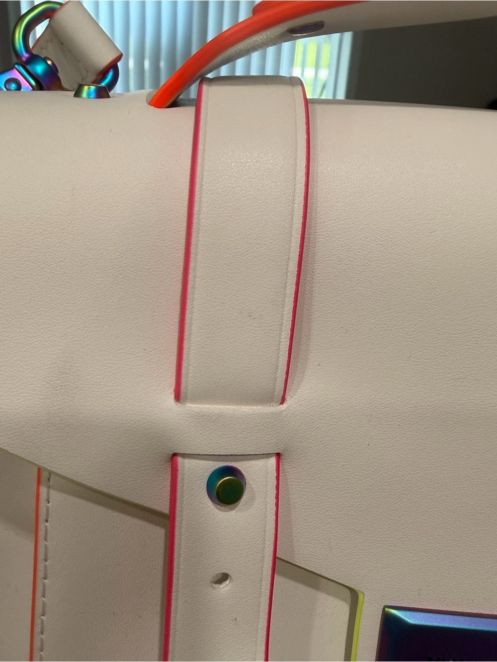 Michael Kors White Satchel with Neon Pink & Orange Trim - Picture 11 of 11